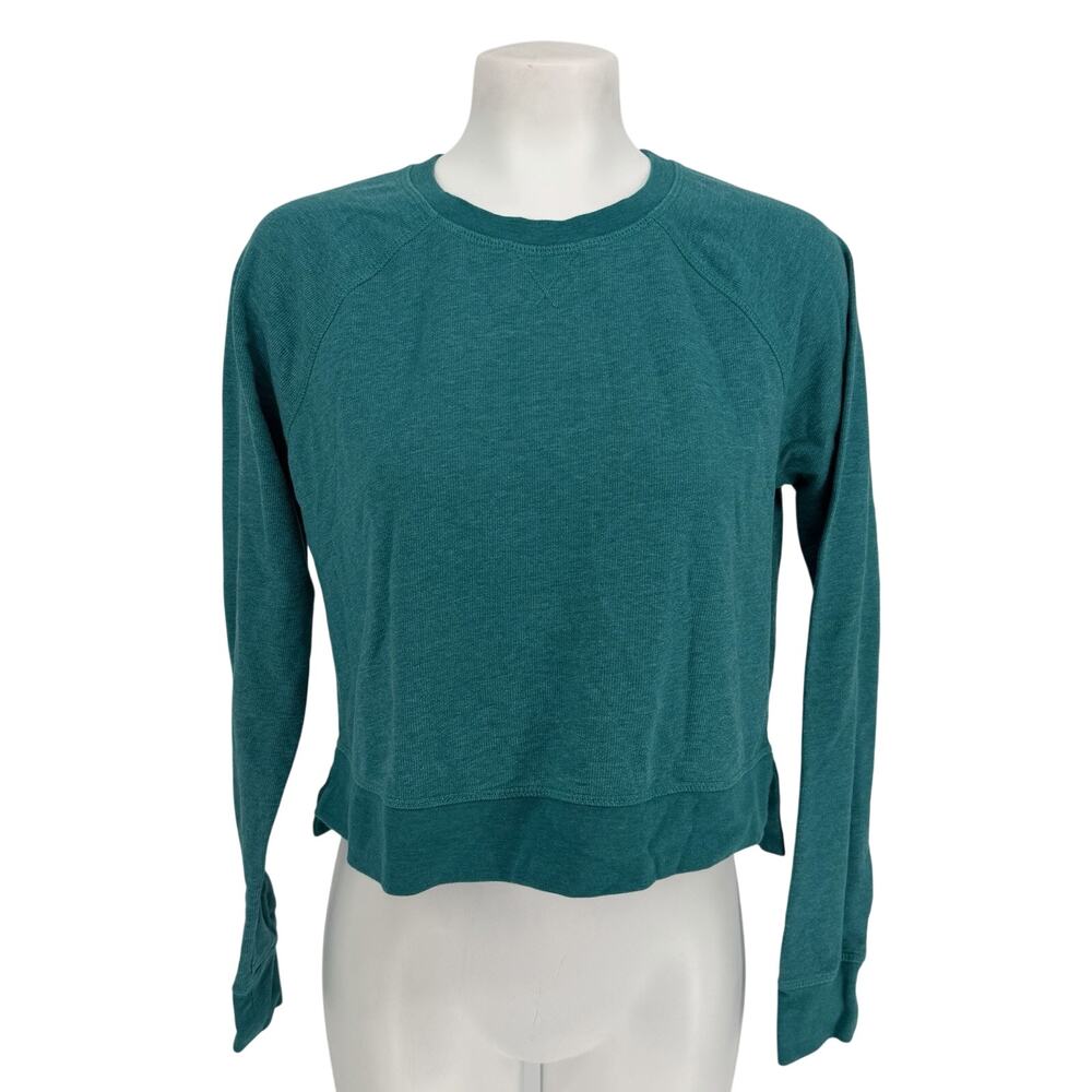 Sweaty Betty Teal Crewneck Sweatshirt Split Hem M Athleisure Pilates Yoga Gym
